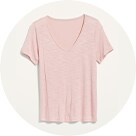 A pink flowy shirt with short sleeves.