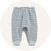 A pair of striped baby pants.