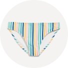A striped classic bikini swim bottom.