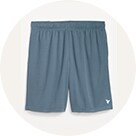 A pair of light blue Go-Dry Mesh 9" inseam Performance Shorts for men
