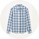 A blue and white checked Slim-Fit Built-In Flex Everyday Shirt for Men.
