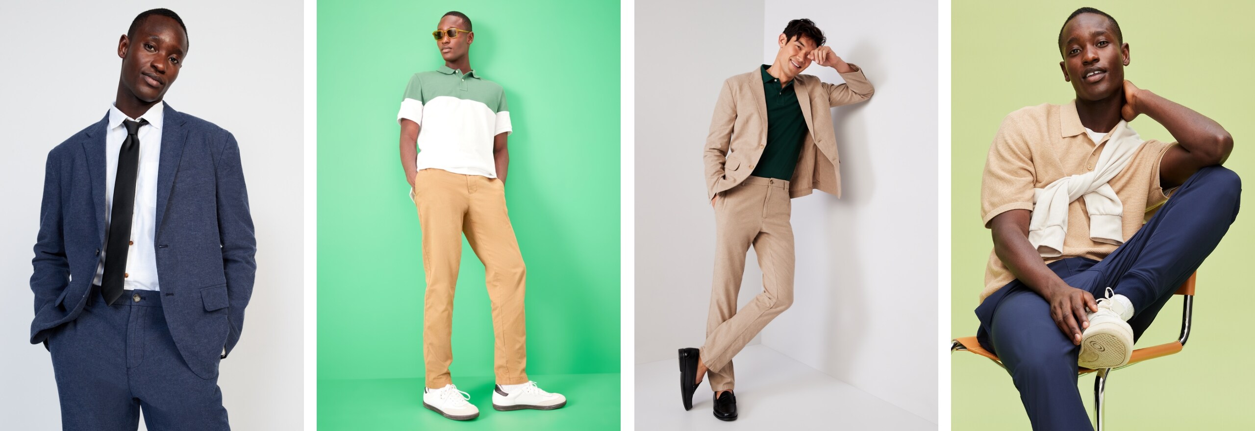 Various images of male models wearing Old Navy Workwear