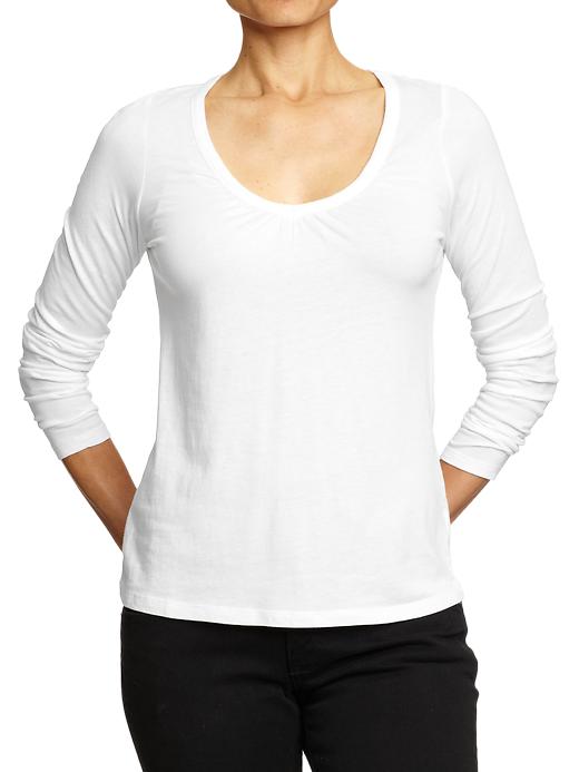 Old Navy Women’s Perfect Shirred V Neck Tees – Bright White | Livestorm