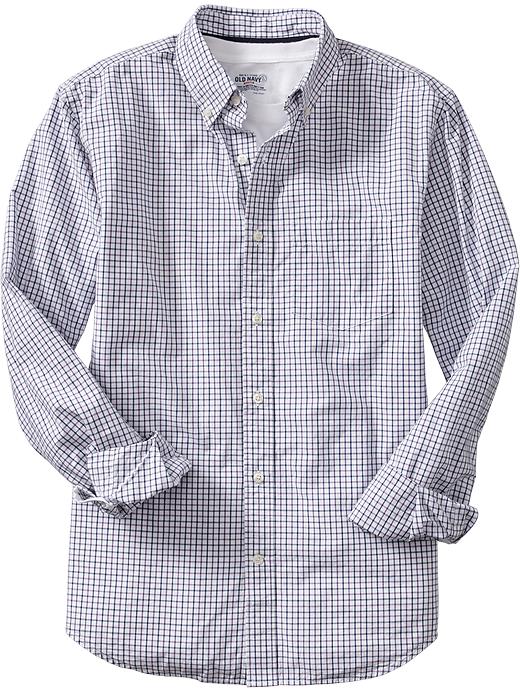 Old Navy Men’s Everyday Classic Slim Fit Shirts – Purple Tattersall ...