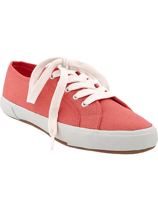 Old Navy Women’s Lace Up Canvas Sneakers – Coral Integrity | Shuffleopia