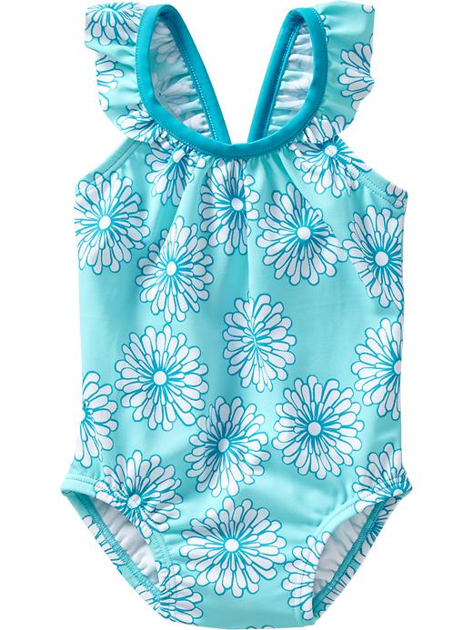 Old Navy Ruffle Trim Floral Swimsuits For Baby – Blue Daisy | Livestorm