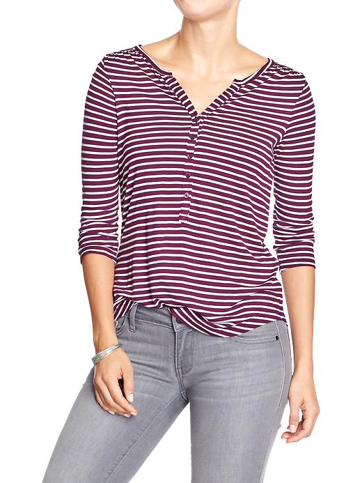 Old Navy Women’s Jersey Henleys – Burgundy Stripe | Mybuzz