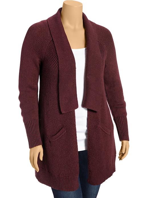 Old Navy Women’s Plus Open Front Shawl Collar Cardigans – Raisin ...