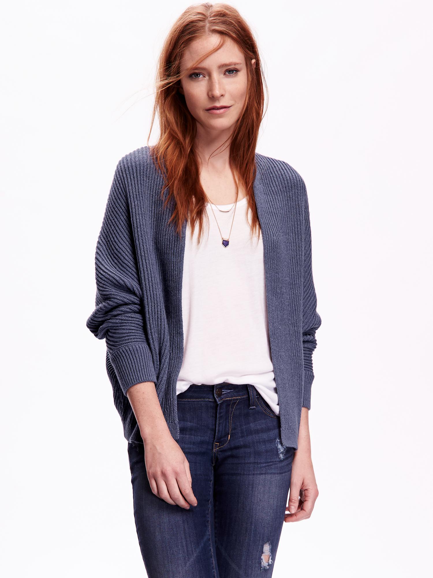 Textured Open Front Cocoon Cardigan for Women Old Navy