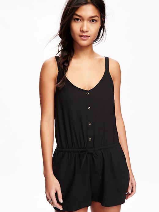 Image number 3 showing, Button-Front Romper for Women