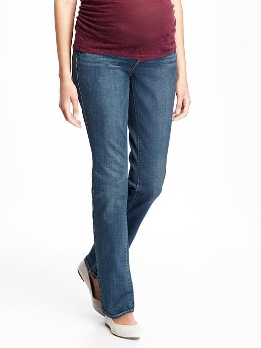 View large product image 1 of 3. Maternity Side-Panel Straight-Leg Jeans