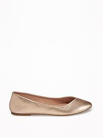 View large product image 3 of 3. Metallic Pointy Flats for Women