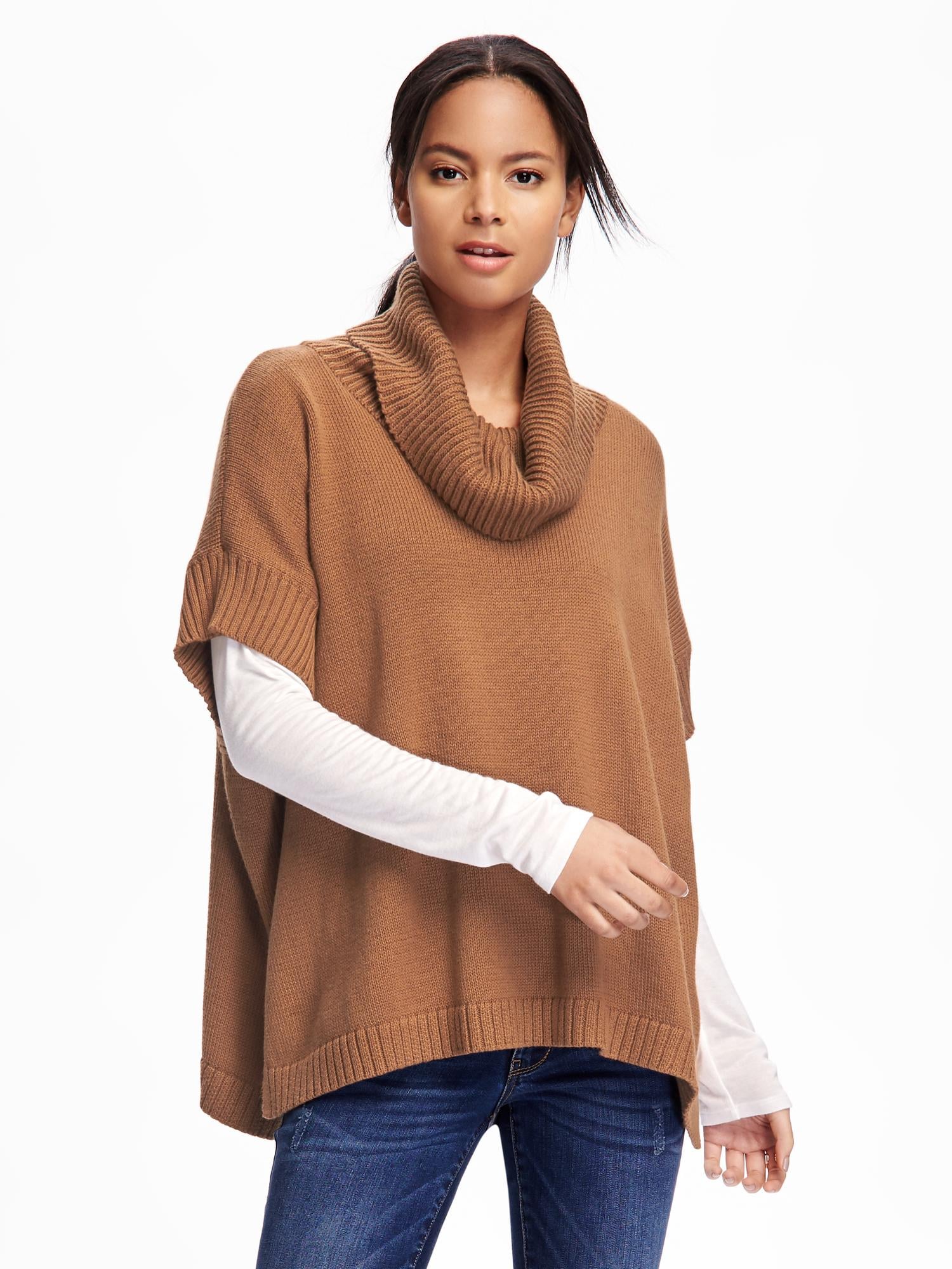 Cowl Neck Button Poncho