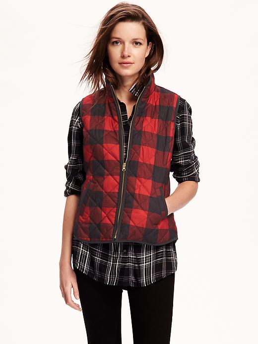 View large product image 1 of 1. Quilted Plaid Vest for Women
