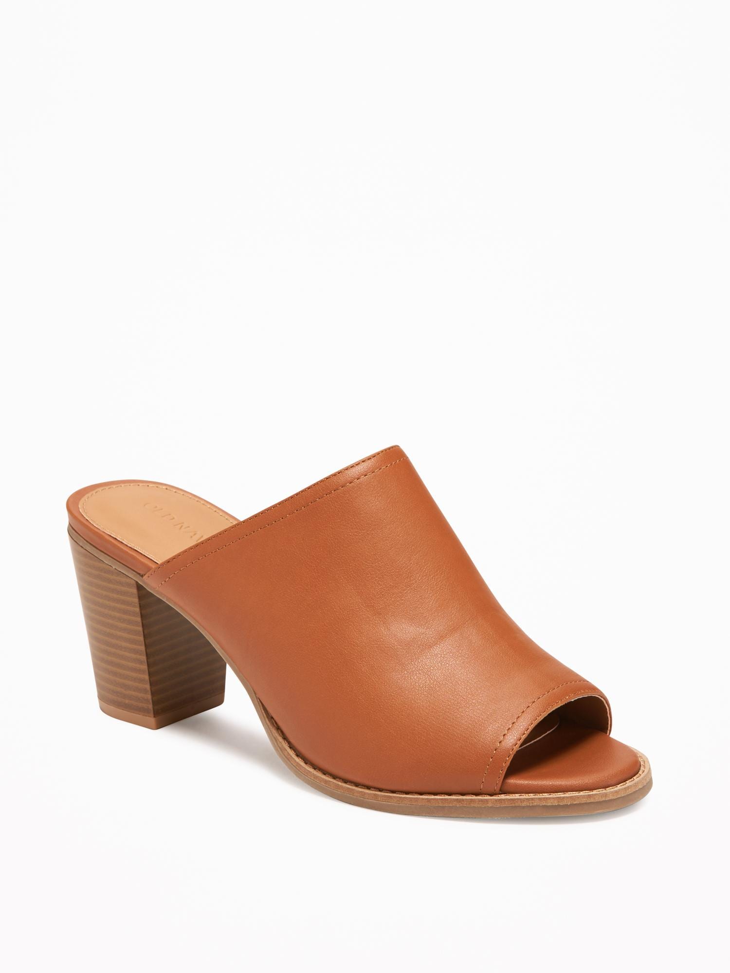 Faux Leather Open Toe Mules for Women Old Navy