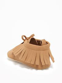 View large product image 3 of 4. Sueded Fringe Moccasins for Baby