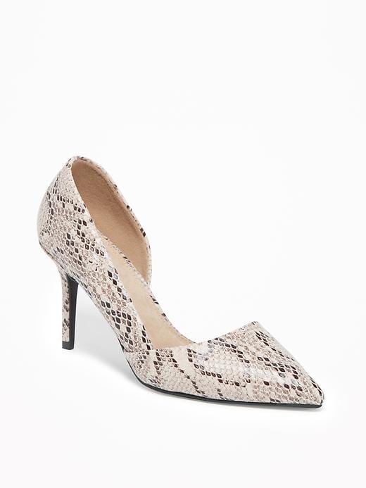 Image number 1 showing, Faux-Snakeskin D'Orsay Pumps for Women
