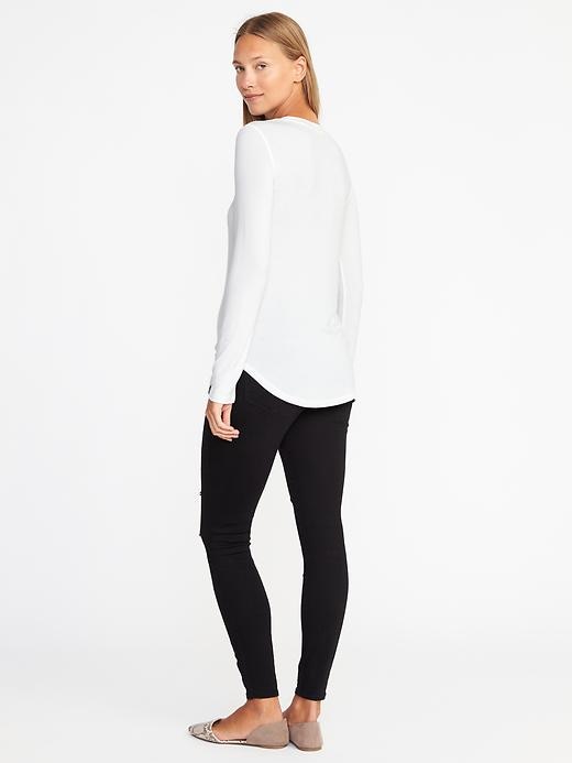 Image number 2 showing, Luxe Curved-Hem Crew-Neck Tee for Women