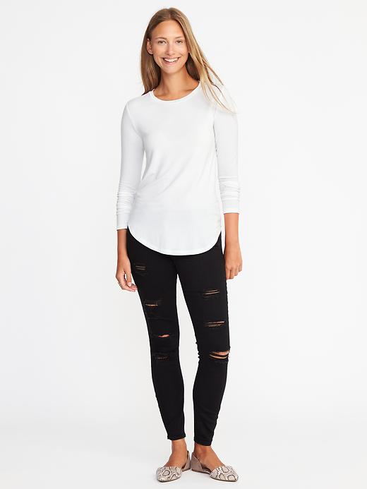 Image number 3 showing, Luxe Curved-Hem Crew-Neck Tee for Women