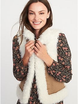 Navy faux clearance fur vest