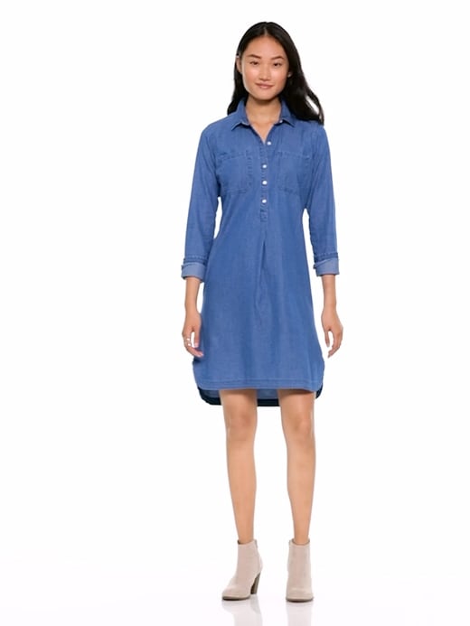 Womens chambray cheap shirt dress