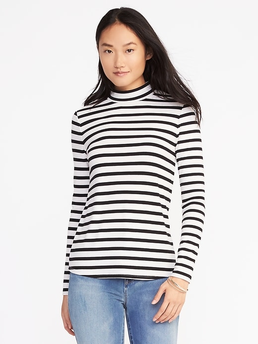 Semi-Fitted Mock-Neck Top for Women | Old Navy