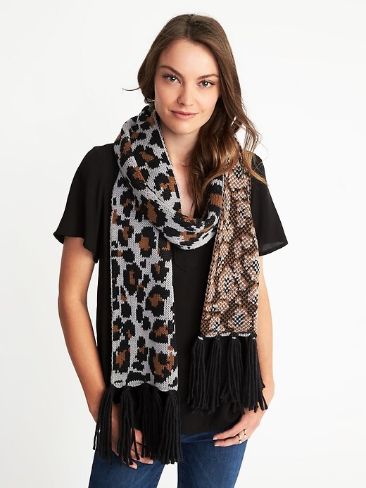 View large product image 1 of 2. Patterned Sweater-Knit Scarf for Women