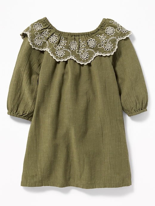 View large product image 2 of 3. Eyelet-Ruffle Swing Dress for Toddler Girls