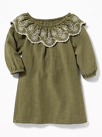 View large product image 3 of 3. Eyelet-Ruffle Swing Dress for Toddler Girls