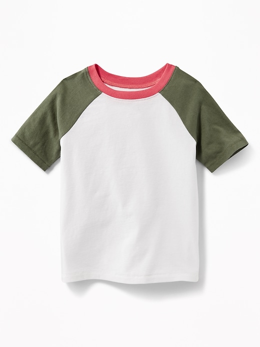View large product image 1 of 1. Raglan-Sleeve Color-Block Tee for Toddler Boys