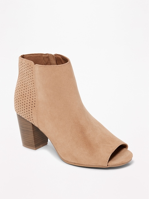 Image number 1 showing, Sueded Peep-Toe Booties for Women