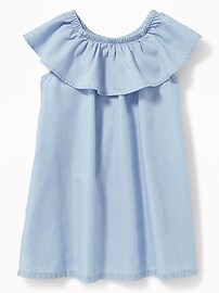 View large product image 3 of 3. Ruffled Chambray Dress for Toddler Girls