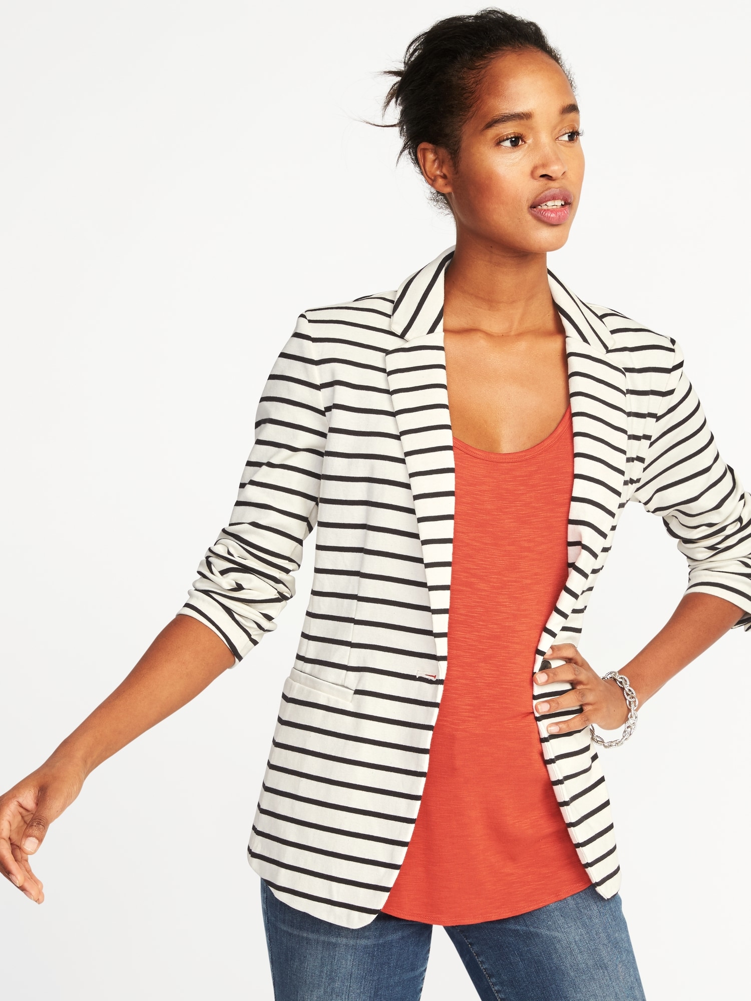 Navy striped blazer on sale womens