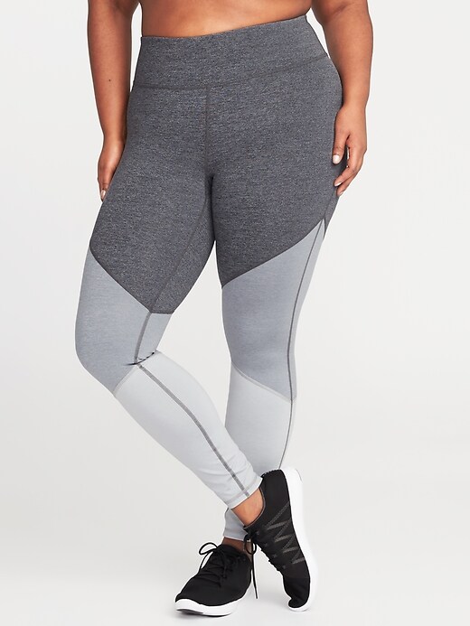 View large product image 1 of 1. High-Rise Plus-Size Color-Block Compression Leggings