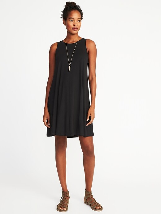Jersey Knit Sleeveless Swing Dress For Women