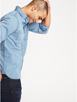 Double pocket best sale denim shirt mens