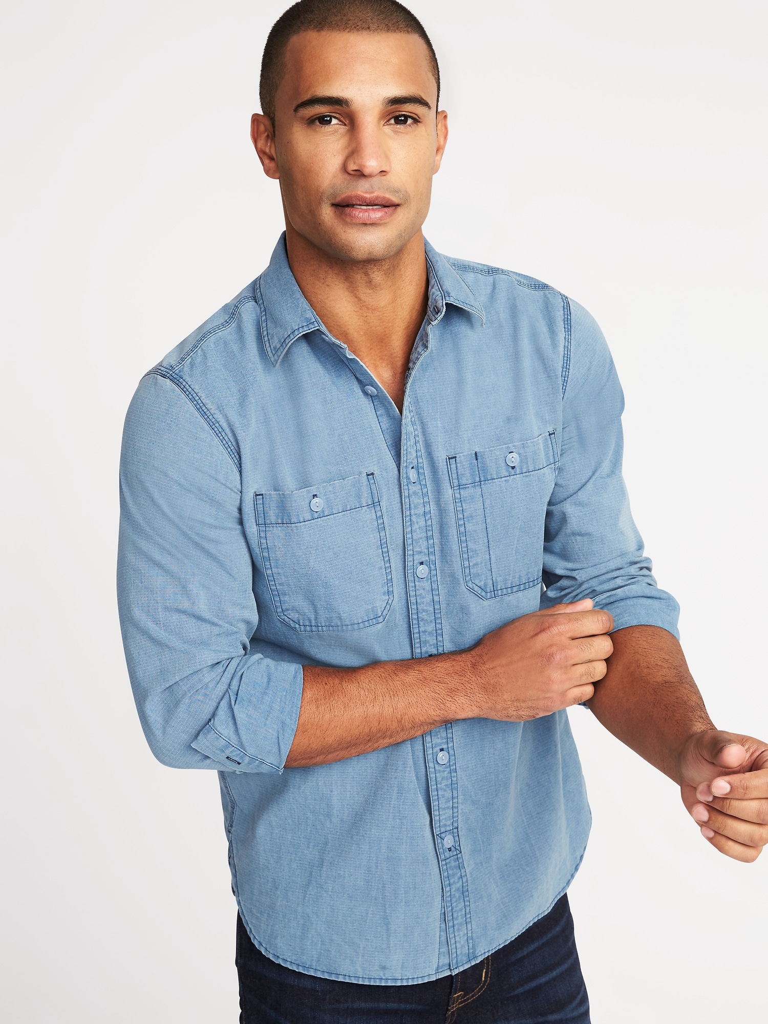 Double pocket sales shirts denim