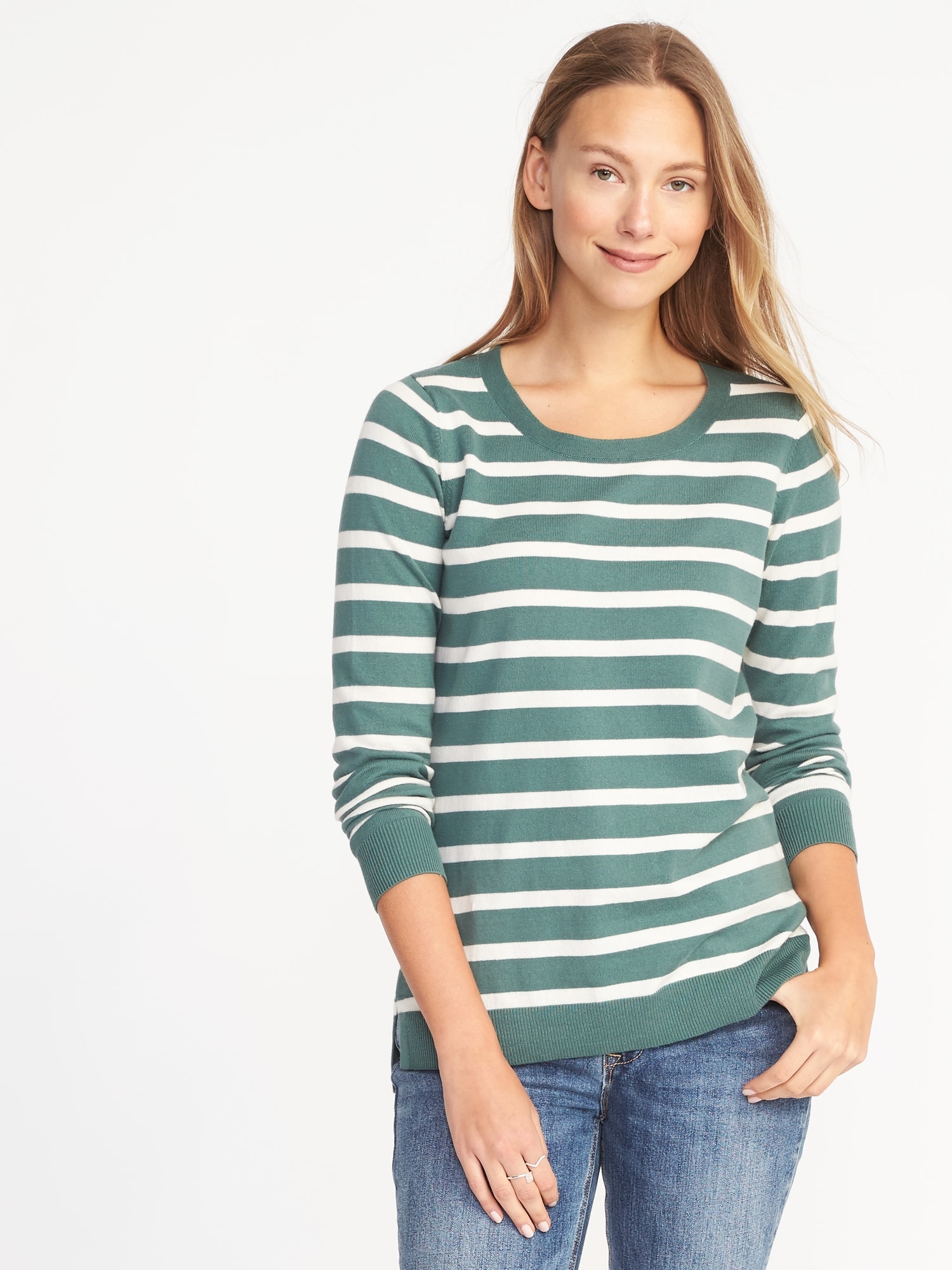 Navy and white striped clearance sweater womens