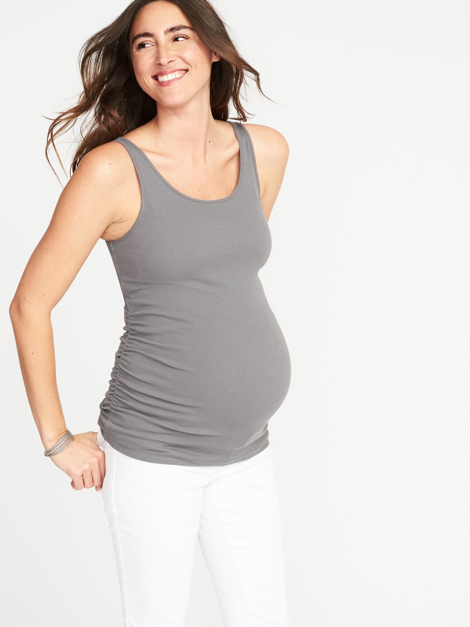 Maternity First-Layer Rib-Knit Side-Shirred Tank Top | Old Navy