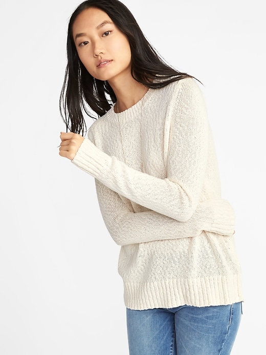Image number 4 showing, Slub-Knit Crew-Neck Sweater for Women