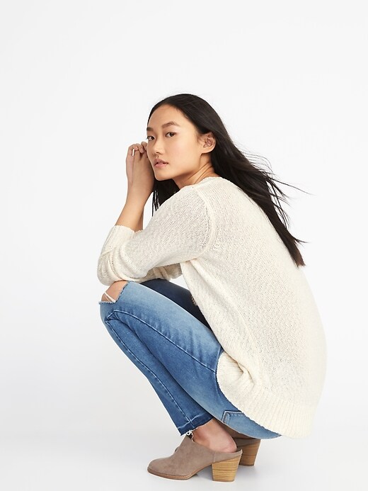 Image number 2 showing, Slub-Knit Crew-Neck Sweater for Women