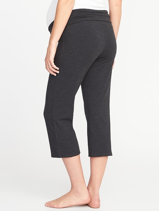 Voir une image plus grande du produit 2 de 3. Pantalon de yoga de maternité repliable à jambe large longueur trois quarts