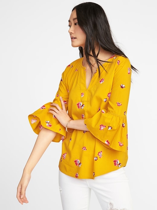 old navy yellow floral top