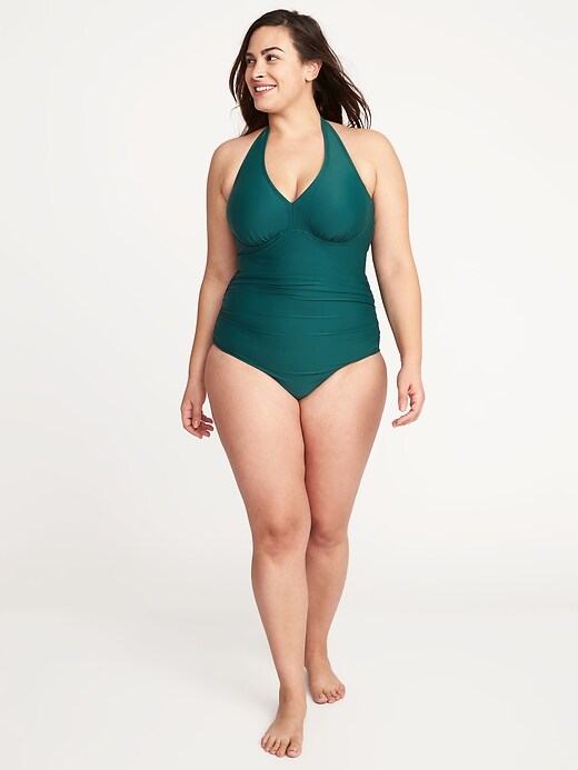 Image number 3 showing, Secret-Slim Plus-Size Halter Swimsuit