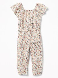 View large product image 3 of 3. Floral-Print Ruffle-Sleeve Romper for Toddler Girls