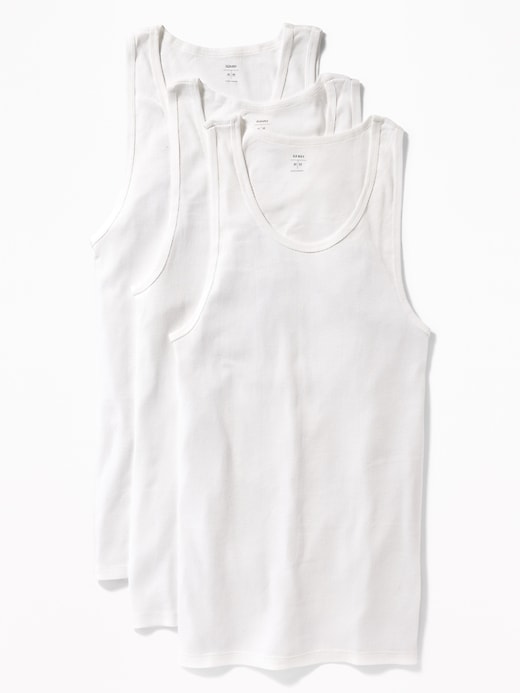 View large product image 1 of 1. Go-Dry Rib-Knit Tank Tops 3-Pack