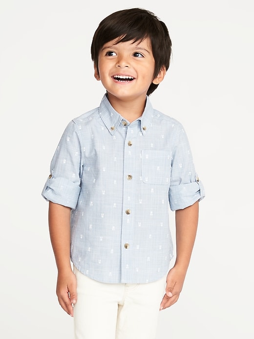 View large product image 1 of 4. Printed Rolled-Sleeve Shirt for Toddler Boys