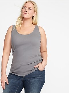 First-Layer Fitted Plus-Size Rib-Knit Tank