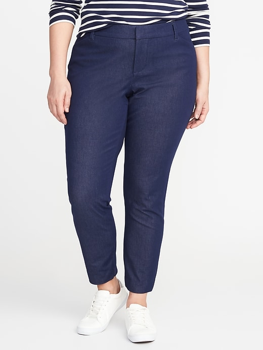 Image number 1 showing, Mid-Rise Secret-Slim Pockets Plus-Size Pixie Pants