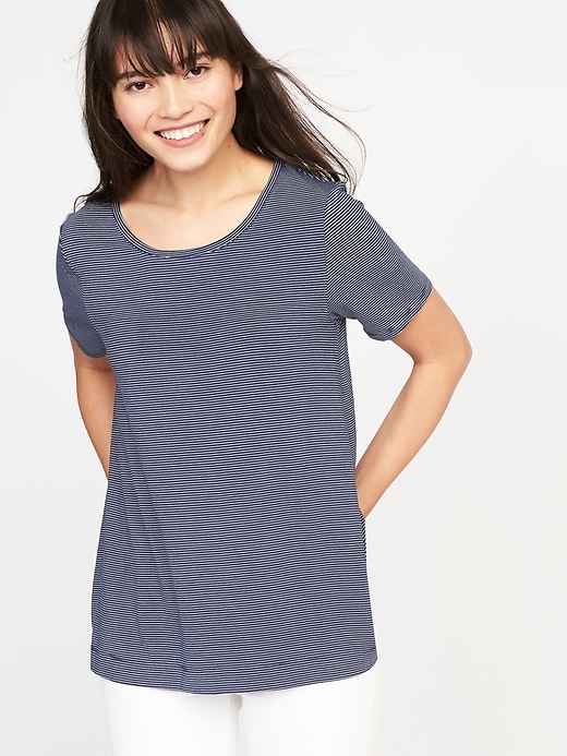 Image number 1 showing, Luxe Boat-Neck Swing Tee for Women